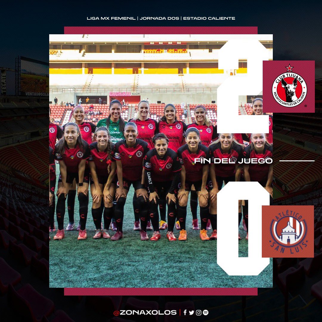 ZonaXolos's tweet photo. ⏱ 90+3' | #TIJ 2-0 #ASLF
Finaliza el encuentro en el Caliente, nuestras Perrisimas obtienen su primer victoria del certamen 💪
#LadremosJuntos 🫵🏻 https://t.co/O6KqQT8L0N