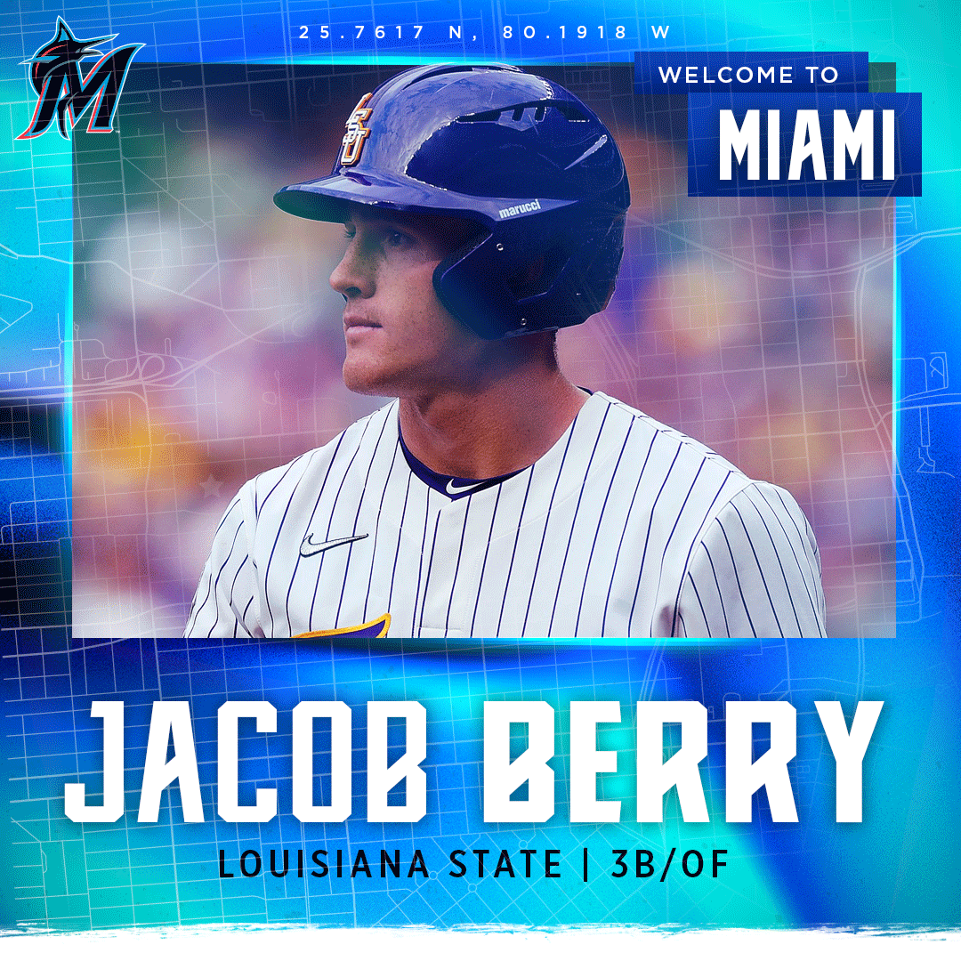 With the sixth pick in the 2022 #MLBDraft, we have selected Jacob Berry from Louisiana State University.

Welcome to Miami, Jacob! #305OnTheRise