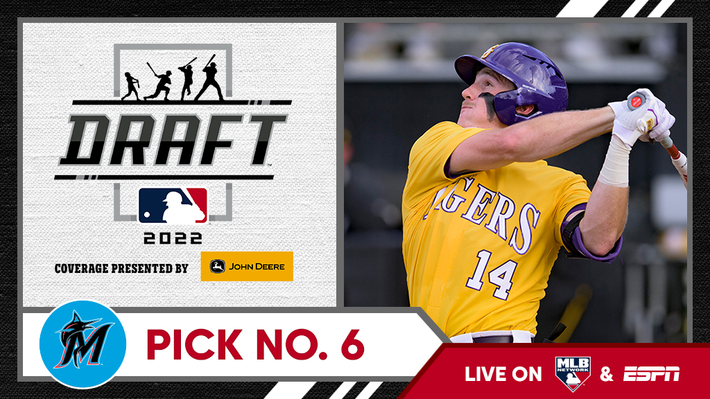 With the sixth overall pick, the <a href="/Marlins/">Miami Marlins</a> select <a href="/LSUbaseball/">LSU Baseball</a> third baseman/outfielder Jacob Berry, No. 7 on the Top 250 Draft Prospects list.

Watch live: atmlb.com/3PCHdrV