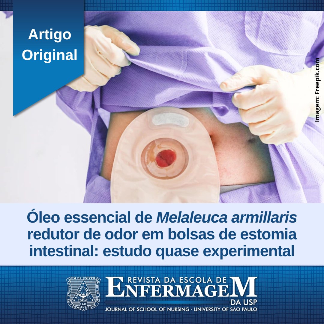 reeusp_oficial's tweet photo. Artigo “Óleo essencial de Melaleuca armillaris redutor de odor em bolsas de estomia intestinal: estudo quase experimental” já está disponível na Rev. Esc. Enferm. USP 56 (spe) - 2022.
https://t.co/a7WPbVUUuU 
#REEUSP   #Enfermagem
#Estomaterapia #Estomia #ÓleosVoláteis #Melaleuca https://t.co/ilGeGpcxSC