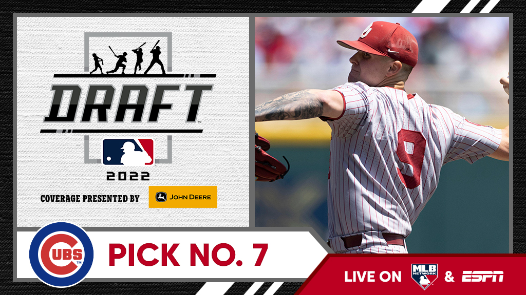 MLB Draft (@mlbdraft) on Twitter photo With the seventh overall pick, the <a href="/Cubs/">Chicago Cubs</a> select <a href="/OU_Baseball/">Oklahoma Baseball</a> right-handed pitcher Cade Horton, No. 24 on the Top 250 Draft Prospects list.
Watch live: atmlb.com/3PCHdrV With the seventh overall pick, the <a href="/Cubs/">Chicago Cubs</a> select <a href="/OU_Baseball/">Oklahoma Baseball</a> right-handed pitcher Cade Horton, No. 24 on the Top 250 Draft Prospects list.
Watch live: atmlb.com/3PCHdrV