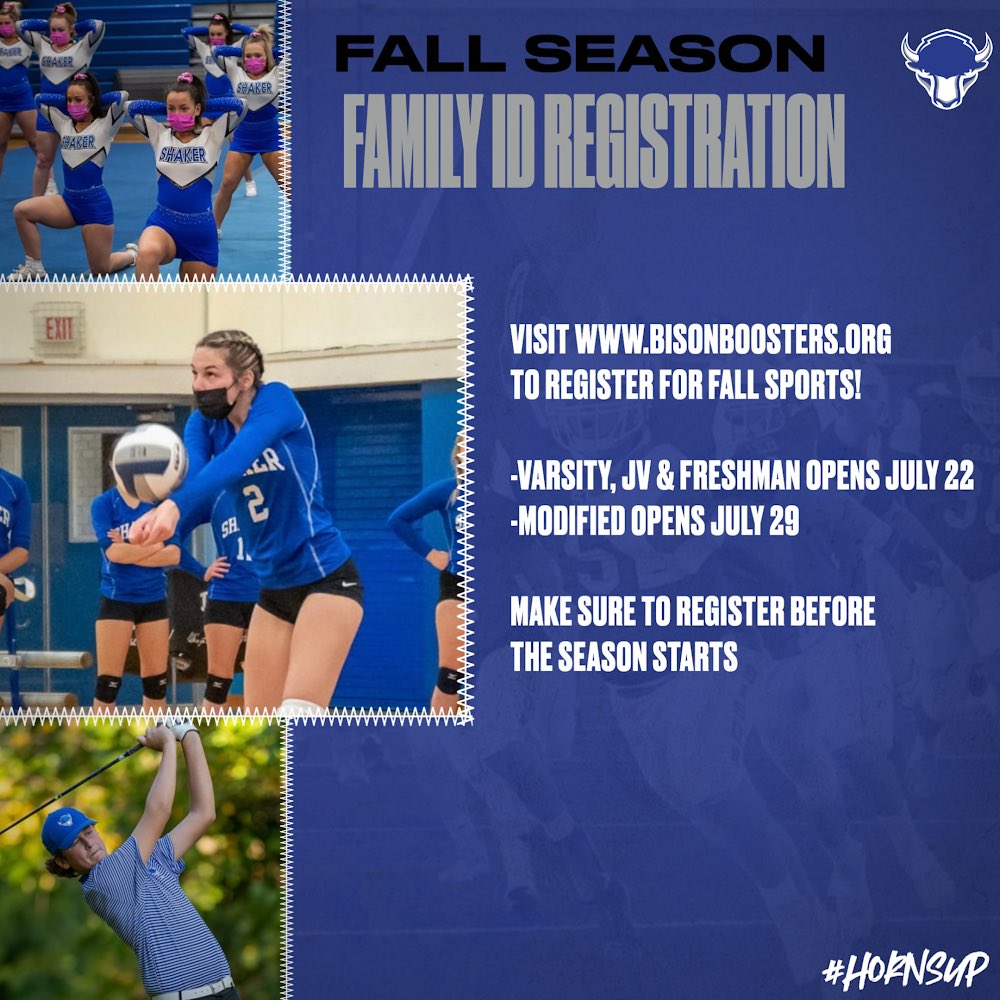 FamilyID opens up this week, make sure to get registered for the Fall Season! #HornsUp