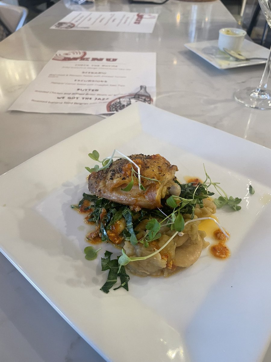 BibatheDiva's tweet photo. Butter: roasted chicken and braised butter beans w/sambal butter (paired with a dry Chardonnay). https://t.co/HZd0QKkaOa