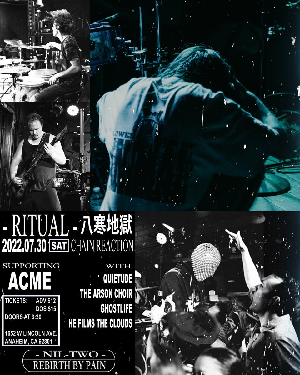 EightColdHells's tweet photo. - RITUAL -

||| 07.30 |||
-NIL-TWO- ||| Rebirth by Pain

Tickets available now.
Link in bio. https://t.co/pOpXSz5Y5a