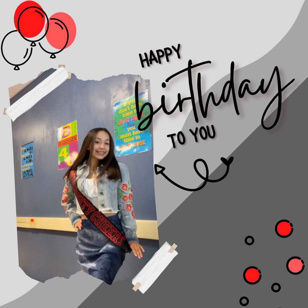 Happy Birthday to first year varsity cheerleader Adrian! Wishing you the happiest 15th birthday! 🥳