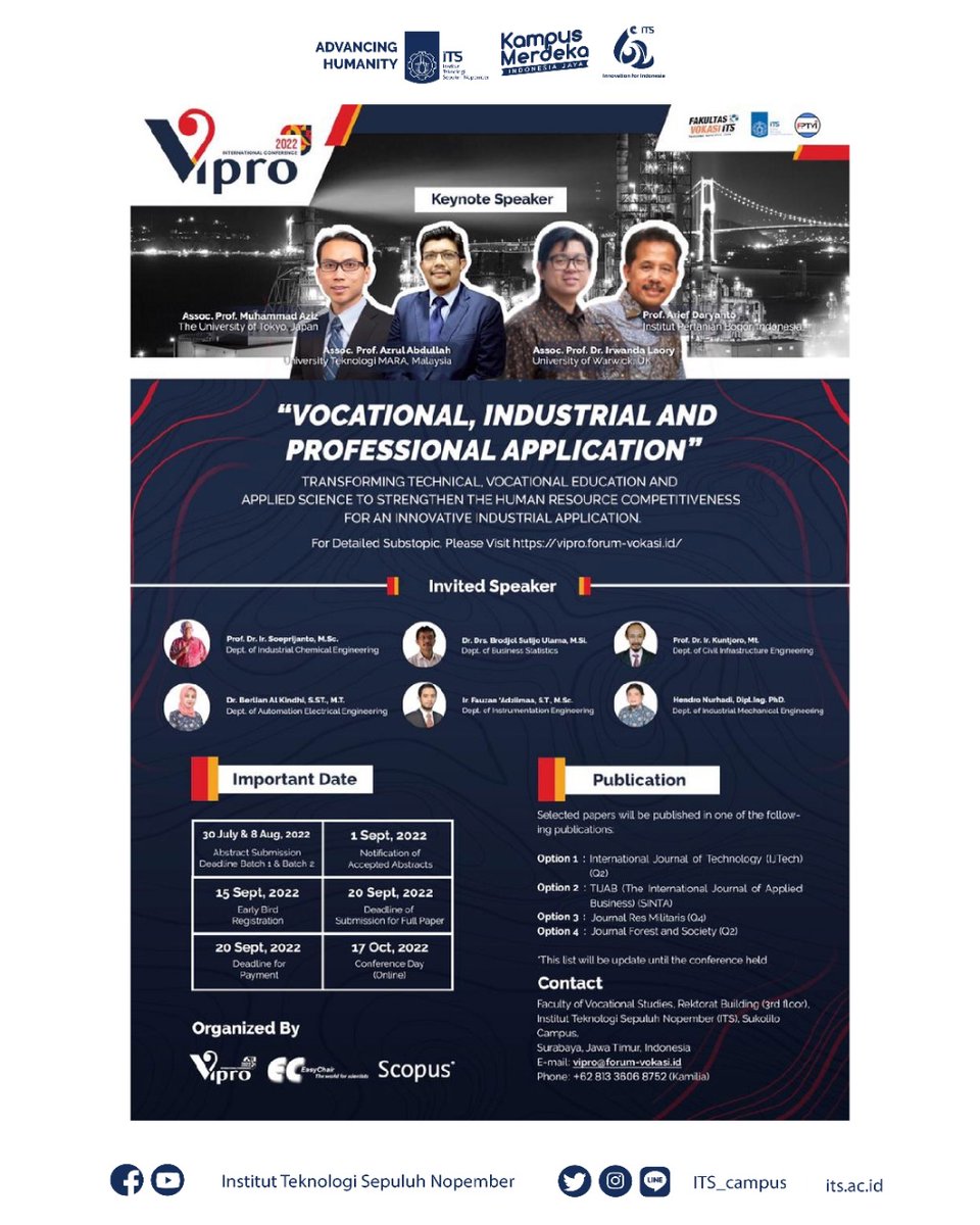 its_campus's tweet photo. For more information about the journal and conference, visit our website :
https://t.co/pWooDboSOP

#VIPRO2022
#VOKASIITS
#ITSSurabaya 
#ITSCampus https://t.co/bb0huycMS6