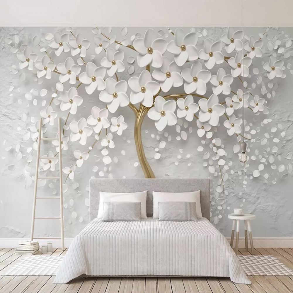 FitterEarth's tweet photo. 3D Mural Wallpaper White Flowers #ecofriendly #ecofriendlyliving #naturefriendly https://t.co/q5Tzpsk0Le