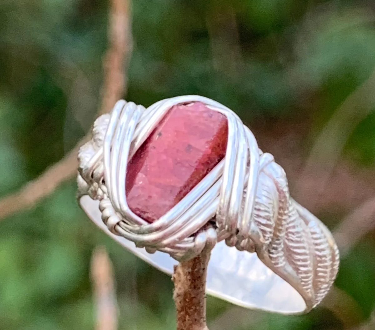 Crystalchemist2's tweet image. Untreated Tanzanian Ruby Crystal in Silver Wrapped Ring, sz 7.5 #tazanite #crystal  #gems #SilverJewellery  etsy.com/listing/118061…