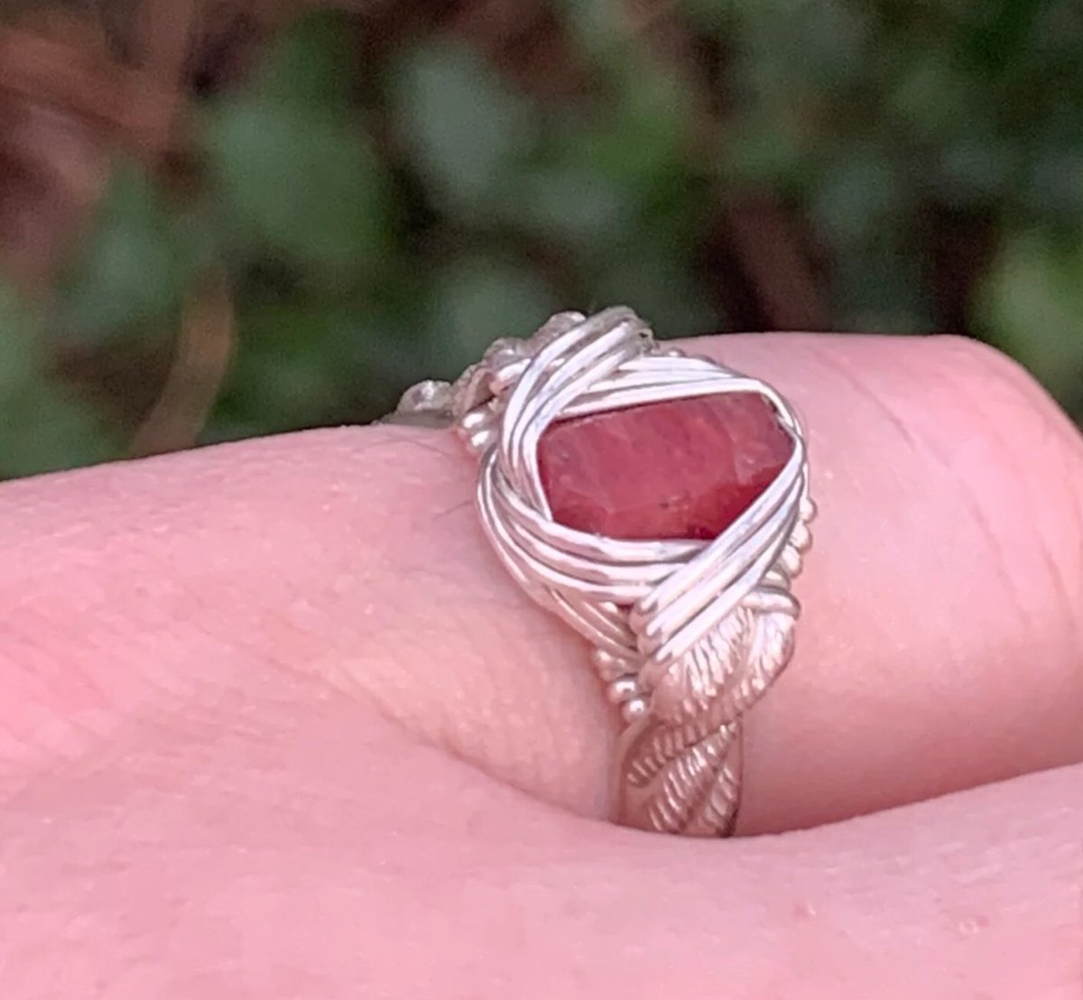 Crystalchemist2's tweet image. Untreated Tanzanian Ruby Crystal in Silver Wrapped Ring, sz 7.5 #tazanite #crystal  #gems #SilverJewellery  etsy.com/listing/118061…