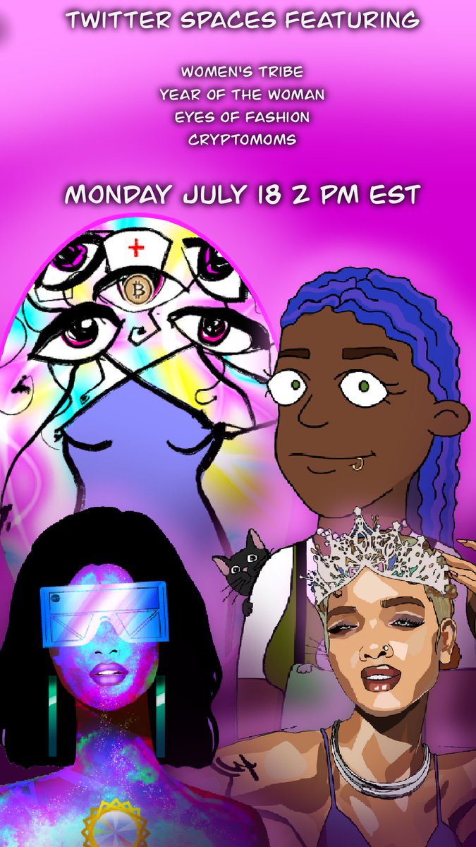 Tomorrow we will be hanging out with some of the amazing women in #Web3 from <a href="/EyesoFashionNFT/">Eyes of Fashion Group</a>
 <a href="/YearoftheWoman_/">Year of the Woman NFT</a>  and <a href="/WomenTribe_nfts/">Women Tribe</a>  hosted by our cryptomom <a href="/QueenRusskiy/">Russkiy</a>. Learn about work they are doing during this crypto winter 👇🏻

Spaces link: 
x.com/i/spaces/1gqxv…