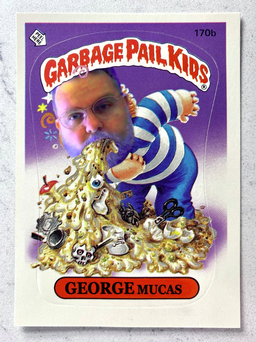 GoldieThrawn's tweet photo. Weldon's favorite GPK: George Mucas

@GLucasTalkShow @patrickcotnoir @WattoTho https://t.co/iEzp2atFFK
