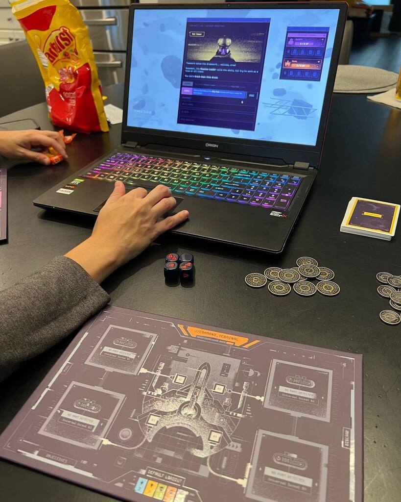 This was us setting up to play some co-op Luminor. Really loving it so far! @moonrakersgame