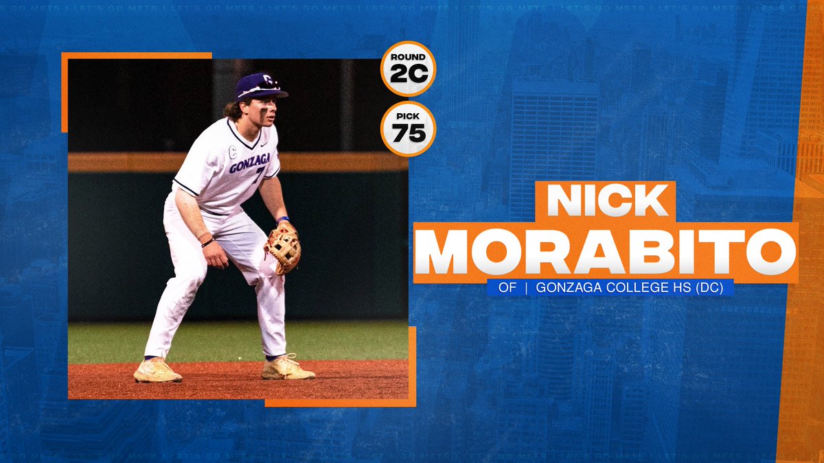 Let’s go to work. 💼 With the 75th pick in the draft, the @Mets select OF Nick Morabito from Gonzaga College HS (DC). #LGM