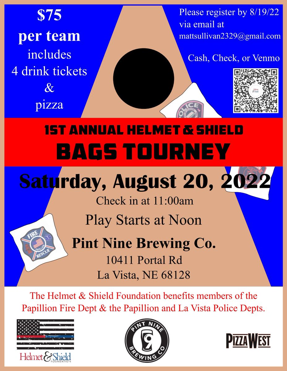 I can’t wait!! #bags tournament <a href="/PintNine/">Pint Nine Brewing Co</a> and @PizzaWestOmaha are great partners in the community. Thanks for your support.