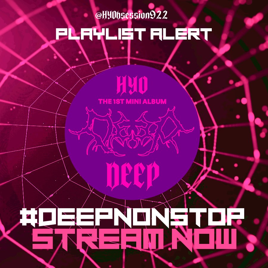 HYObsession922's tweet photo. Hyoes! check out this brand new playlist to keep supporting DEEP on Spotify!🥳🕷️🕸️
it's a non stop playlist! 🎉

You can click the link, press play buttom and leave it playing with minimal vol. for hours! 🔥🎧💿
STREAM #DEEPnonStop NOW
📌🎧https://t.co/kbB2zHWjI3
#HYOYEON #효연 https://t.co/tVeN433ajT