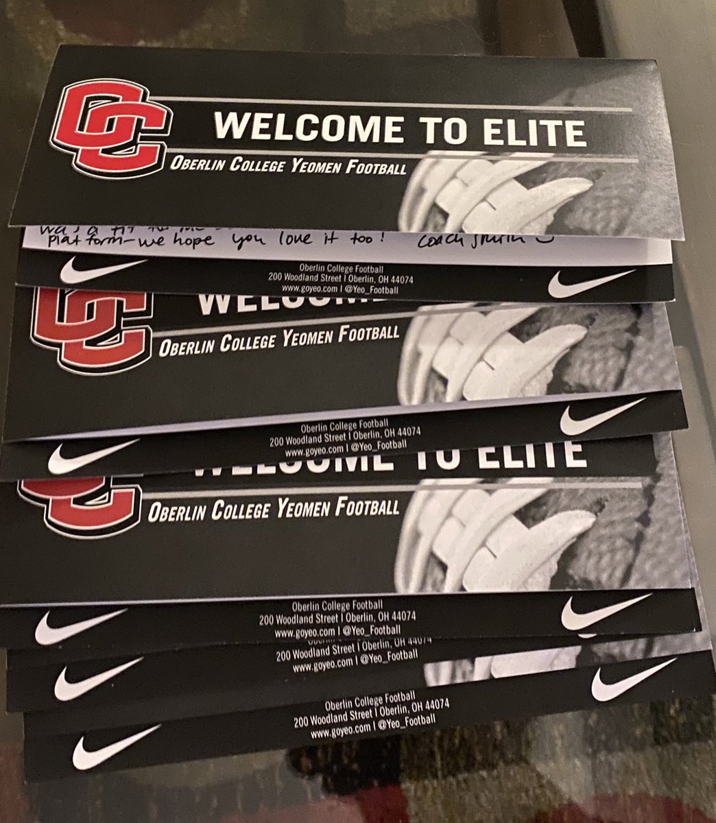 Thank you very much <a href="/Yeo_Football/">Oberlin Football</a> for all the hand written letters. Can’t wait to see the campus again soon!
@CoachO_YEOFB 
<a href="/CoachRLaurel/">Rahsaan Laurel</a> 
<a href="/Coach_Clift/">Chris Clift</a> 
<a href="/CoachSmith67/">Roseanna Smith</a> 
<a href="/CoachOConnell_/">Cade O’Connell</a> 
<a href="/CoachJay1147/">Coach Jay</a>