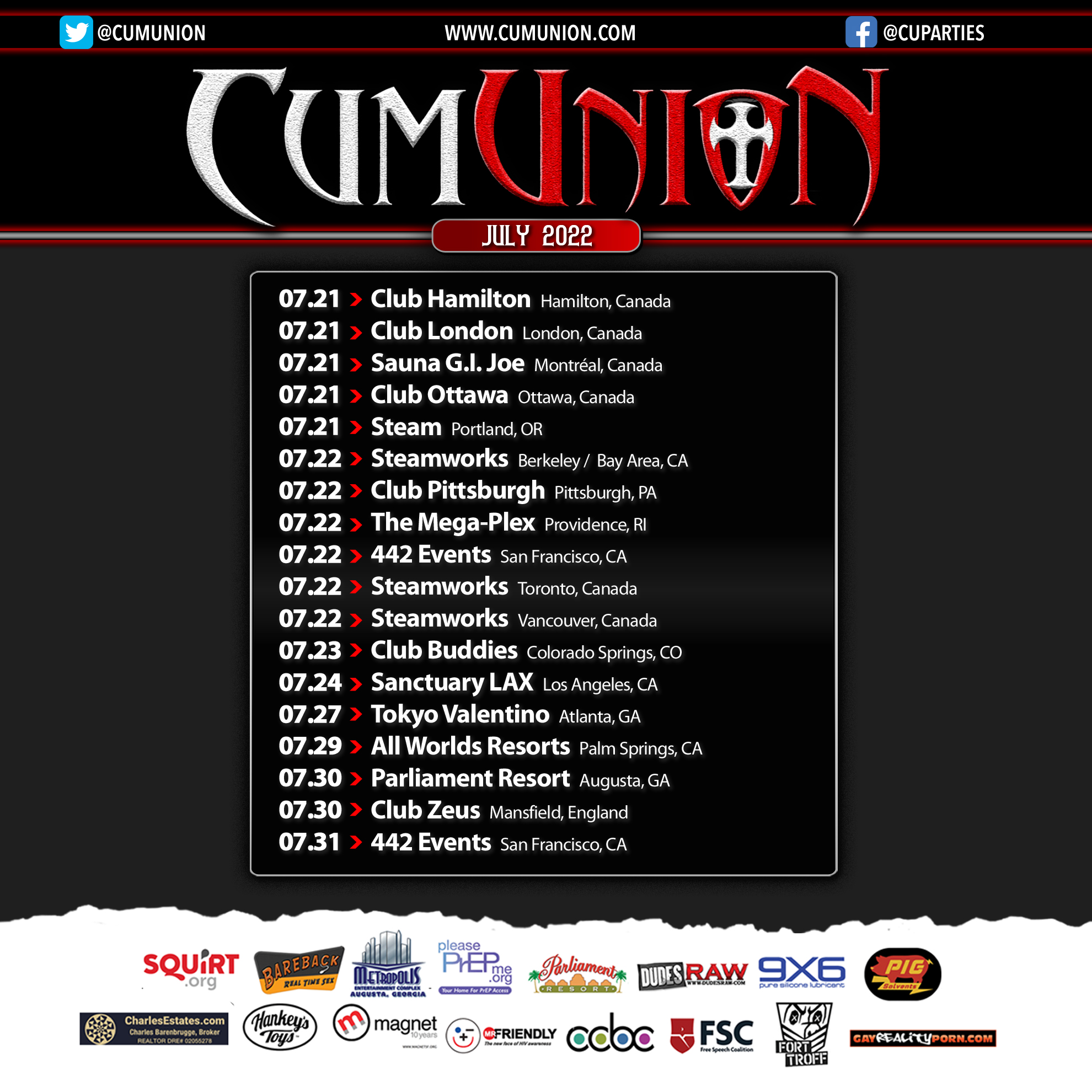 CumUnion on Twitter: "A few slight changes to the July 2022 schedule we