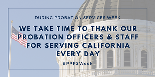 CAProbation's tweet photo. Today is the first day of Probation Services Week! #ProbationServicesWeek gives us the opportunity to honor #CAprobation professionals who work tirelessly to keep communities safe. We want to thank all probation officers &amp; staff for your service and the impact you make. #PPPSWeek https://t.co/CrZ7kG2NCw