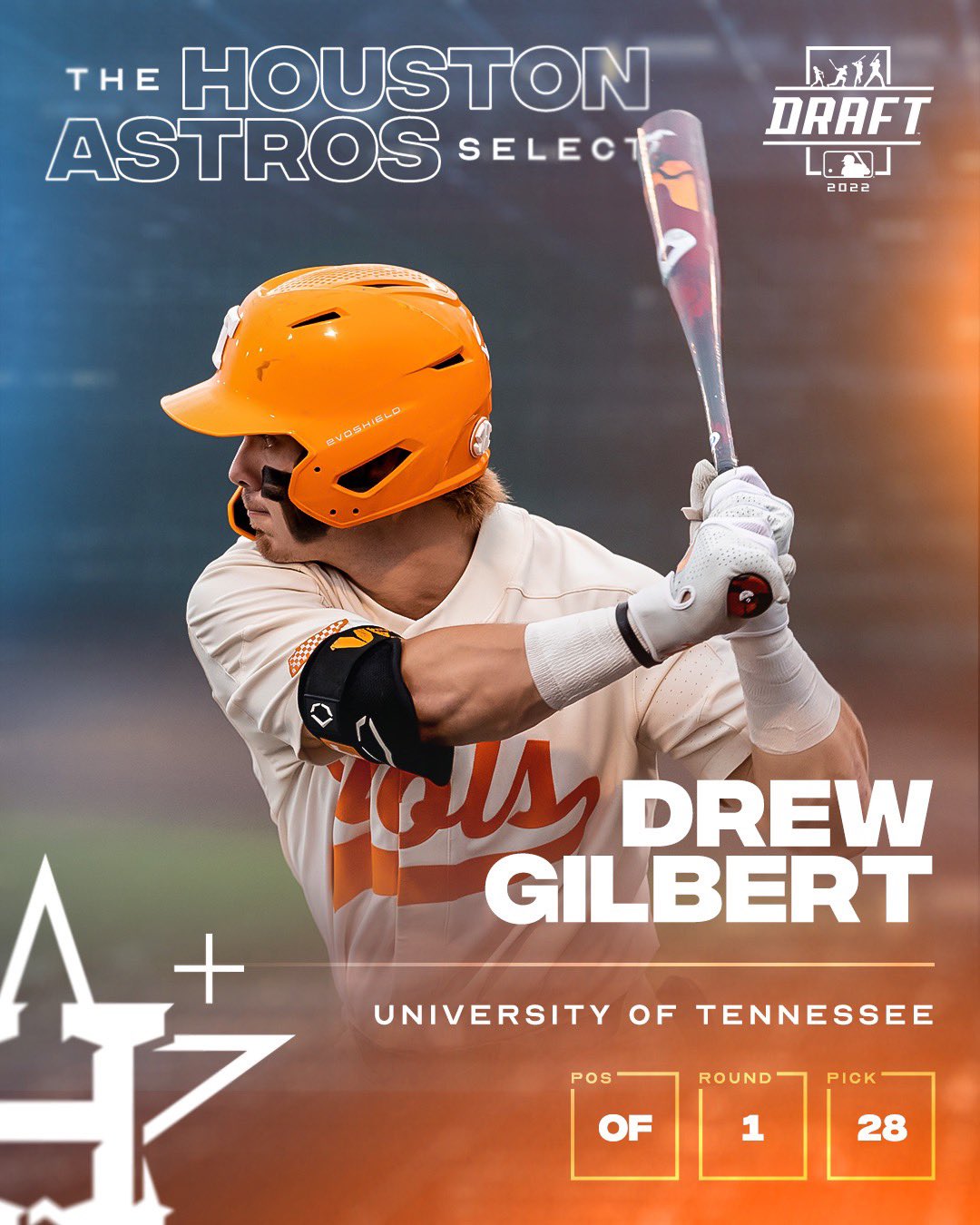 Houston Astros on X: With the 28th pick in the #MLBDraft, we have selected  OF Drew Gilbert from the University of Tennessee. #LevelUp   / X