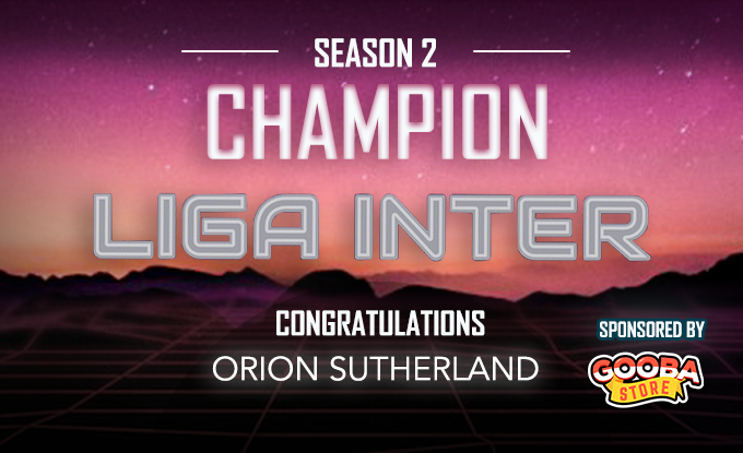 ligainter_'s tweet photo. @orion_blowns1 won LIGA INTER - SEASON 2. The second CHAMPION of the year. Congratulations!

Thanks to everyone who participated!
See you next week at #ligainter https://t.co/gTd1MDx4GV