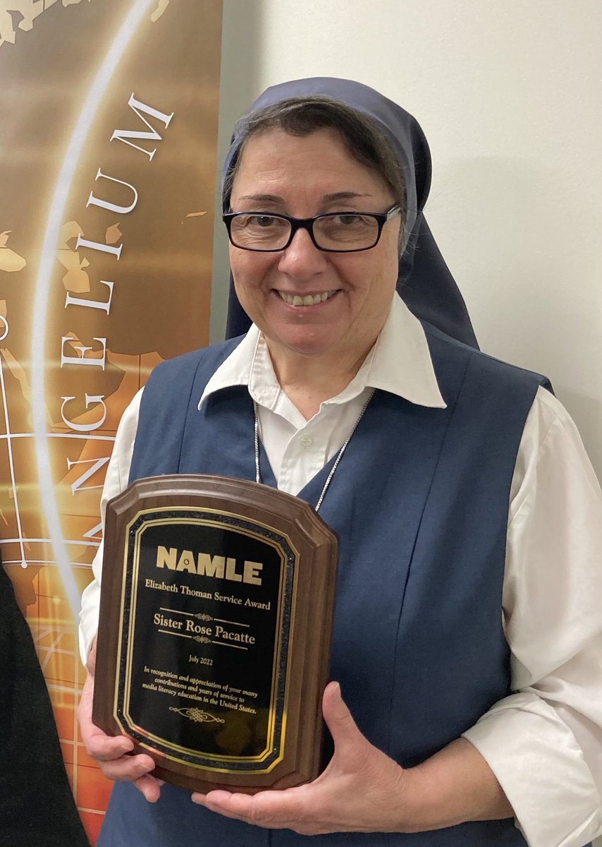 Today I was honored by the National Association for Media Literacy Education #namle with the  Elizabeth Thoman Service Award for contributions and years of service to Media Literacy Education #medialiteracyeducation in the US. #MediaNuns #bemediamindful  #grateful