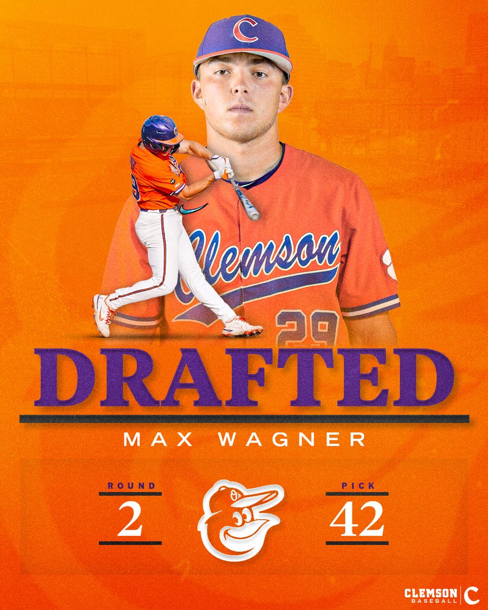 Clemson Baseball (@clemsonbaseball) on Twitter photo Congrats, <a href="/mdwagz9/">Max Wagner</a>βοΈ π βΎοΈ
The sophomore INF was drafted in the second round (No. 42 overall) by <a href="/Orioles/">Baltimore Orioles</a>βοΈ
#ClemsonFamily πΎ π
#MLBDraft <a href="/MLB/">MLB</a> Congrats, <a href="/mdwagz9/">Max Wagner</a>βοΈ π βΎοΈ
The sophomore INF was drafted in the second round (No. 42 overall) by <a href="/Orioles/">Baltimore Orioles</a>βοΈ
#ClemsonFamily πΎ π
#MLBDraft <a href="/MLB/">MLB</a>