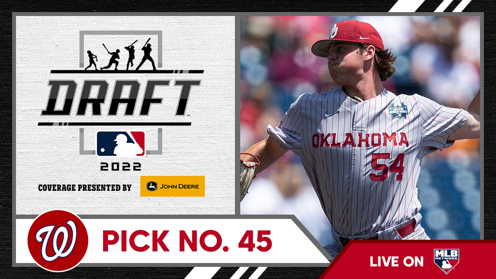 With the 45th overall pick, the <a href="/Nationals/">Washington Nationals</a> select <a href="/OU_Baseball/">Oklahoma Baseball</a> left-handed pitcher Jake Bennett, No. 68 on the Top 250 Draft Prospects list.

Watch live: atmlb.com/3PCHdrV