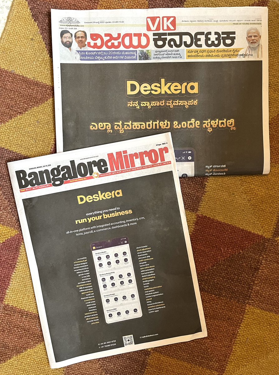 <a href="/Vijaykarnataka/">vijaykarnataka</a> &amp; <a href="/BangaloreMirror/">Bangalore Mirror</a> A Hot Jodi of Bengaluru…A repeat performance by MMCL Delhi team for <a href="/deskera/">Deskera</a>, the top all-in-one ERP business software <a href="/RahulC365/">Rahul Chauhan</a>