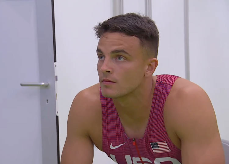 travismillerx13's tweet photo. Devon Allen watching the 110mH final. Heartbreaking.
#WorldAthleticsChamps https://t.co/vC5Brne7DU