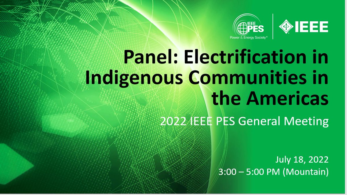 Excited to Co-Chair this panel on Electrification in Indigenous Communities in the Americas Monday as part of the <a href="/ieee_pes/">IEEE Power & Energy Society</a> General Meeting. In-person and remote participation seattleu.zoom.us/j/95828323758  #EnergySovereignty #EnergyJustice