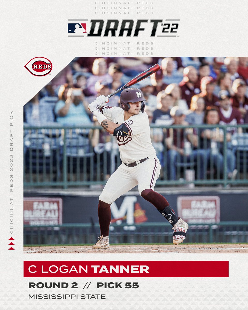 With the 55th pick in the 2022 #MLBDraft, the Cincinnati Reds select C Logan Tanner from Mississippi State. Welcome to the Reds, Logan!