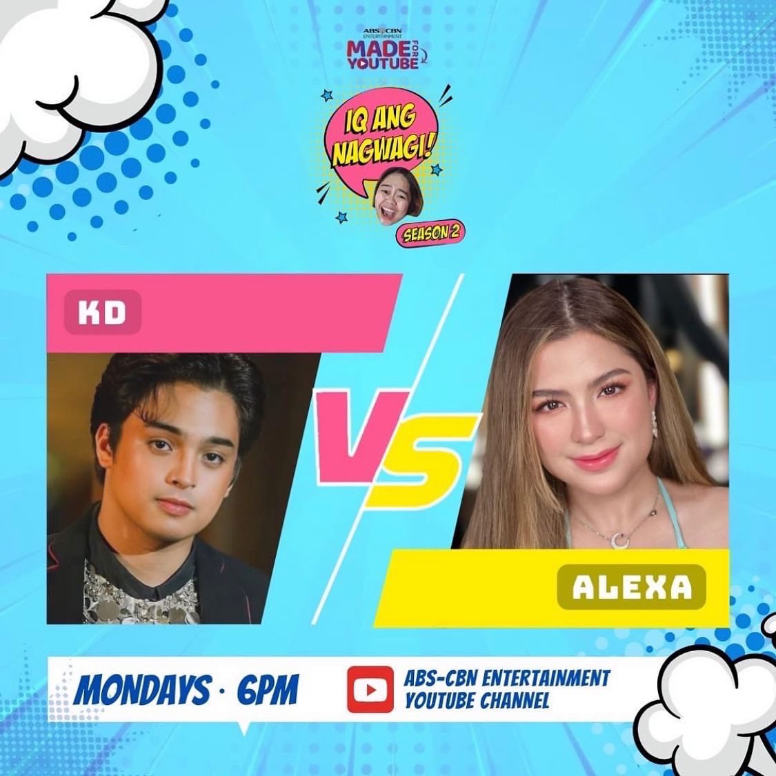 whatever9ofc's tweet photo. KD vs. Alexa later on IQ ang nagwagi with Alora at six pm. It will be for sure another kilig moments but who do you think won?

Kindly reply “nagwagi si alx” or “nagwagi si kd” as many as you can along with our tag.

KDLEX ANG NAGWAGI
#KDLex https://t.co/cLJ0WWGAqf