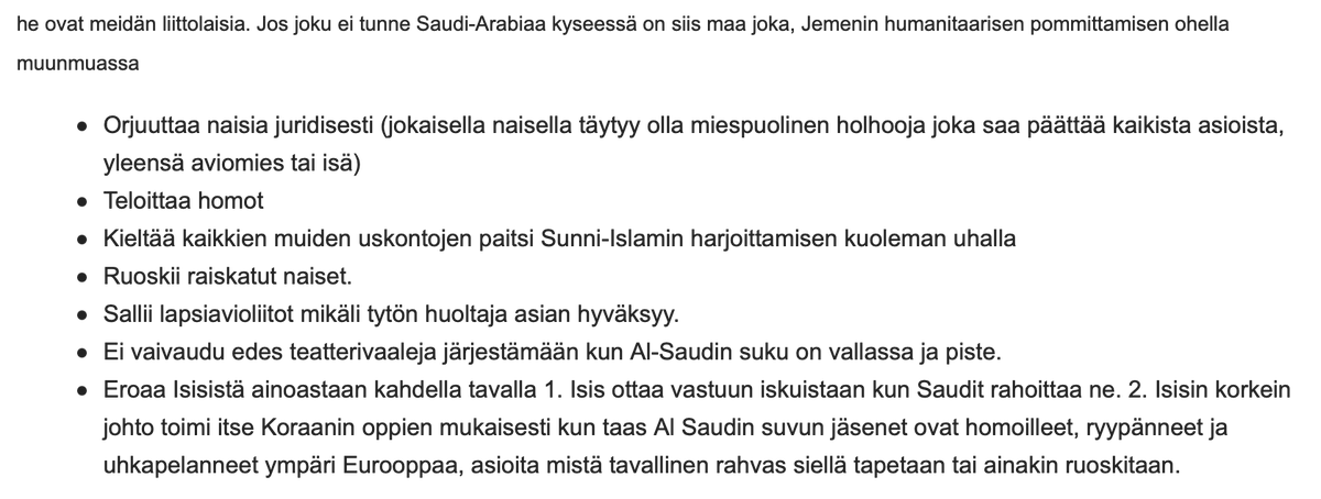 paavola_lauri's tweet photo. @KKronvall Aivan, ainahan voimme ostaa öljyä Saudi-Arabiasta jonne Patriakin myy aseita👇😀
Oletkos kannattanut Saudien boikotointia?
Vai onko jemeniläisten siviilien 7 vuotta jatkunut teurastus jotenkin parempi asia kun VALKOISTEN ukrainalaisten?
Oletko rasisti, idiootti vai molempia?😀 https://t.co/1DoZ8bYZ2j