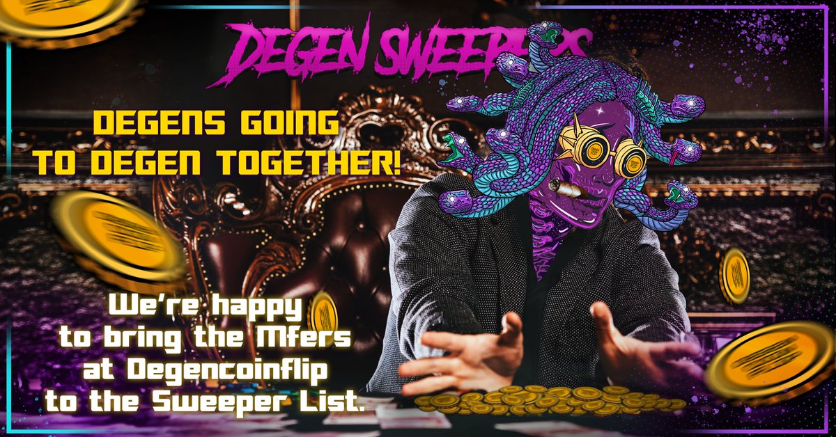 Degens X (@degensx) on Twitter photo 🧹 NEW COLLAB ANNOUNCEMENT ! 🧹
Degens, we KNOW you guys really like to DEGEN, so we’re pumped to announce our partnership with <a href="/degencoinflip/">Degen Coin Flip</a> ! Let’s fucking flip !
(Details of this collab on discord😌)
Let’s make some noise #UrkannArmy !😆 🧹 NEW COLLAB ANNOUNCEMENT ! 🧹
Degens, we KNOW you guys really like to DEGEN, so we’re pumped to announce our partnership with <a href="/degencoinflip/">Degen Coin Flip</a> ! Let’s fucking flip !
(Details of this collab on discord😌)
Let’s make some noise #UrkannArmy !😆