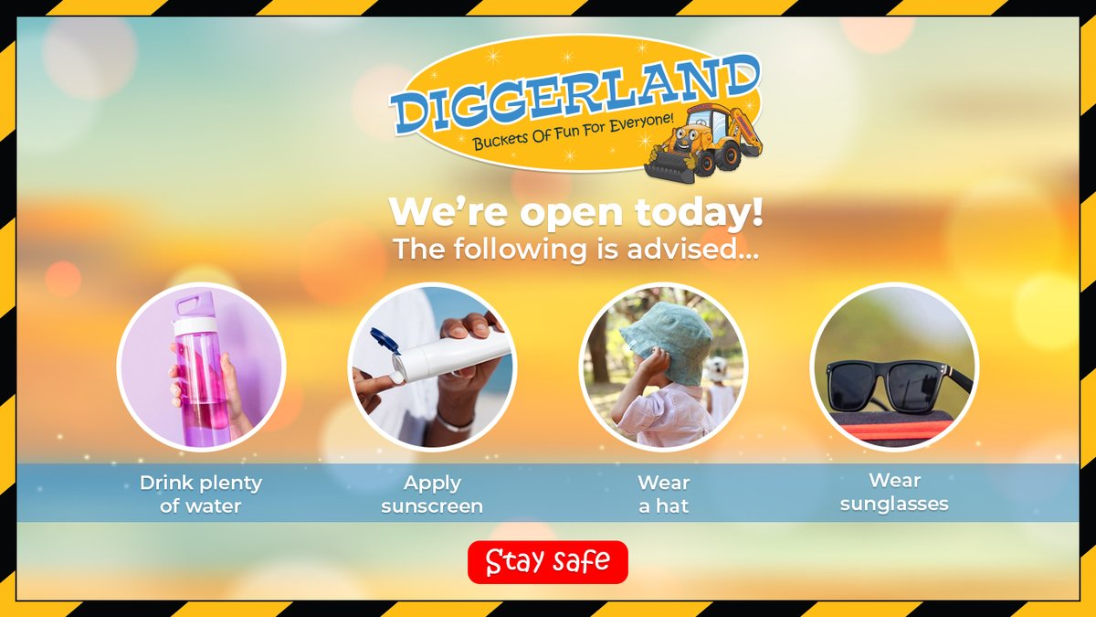 Diggerland_UK's tweet image. We're open today! We look forward to welcoming you for Buckets of Fun in the sun. #Heatwave #Heatwave2022 #HeatwaveTips