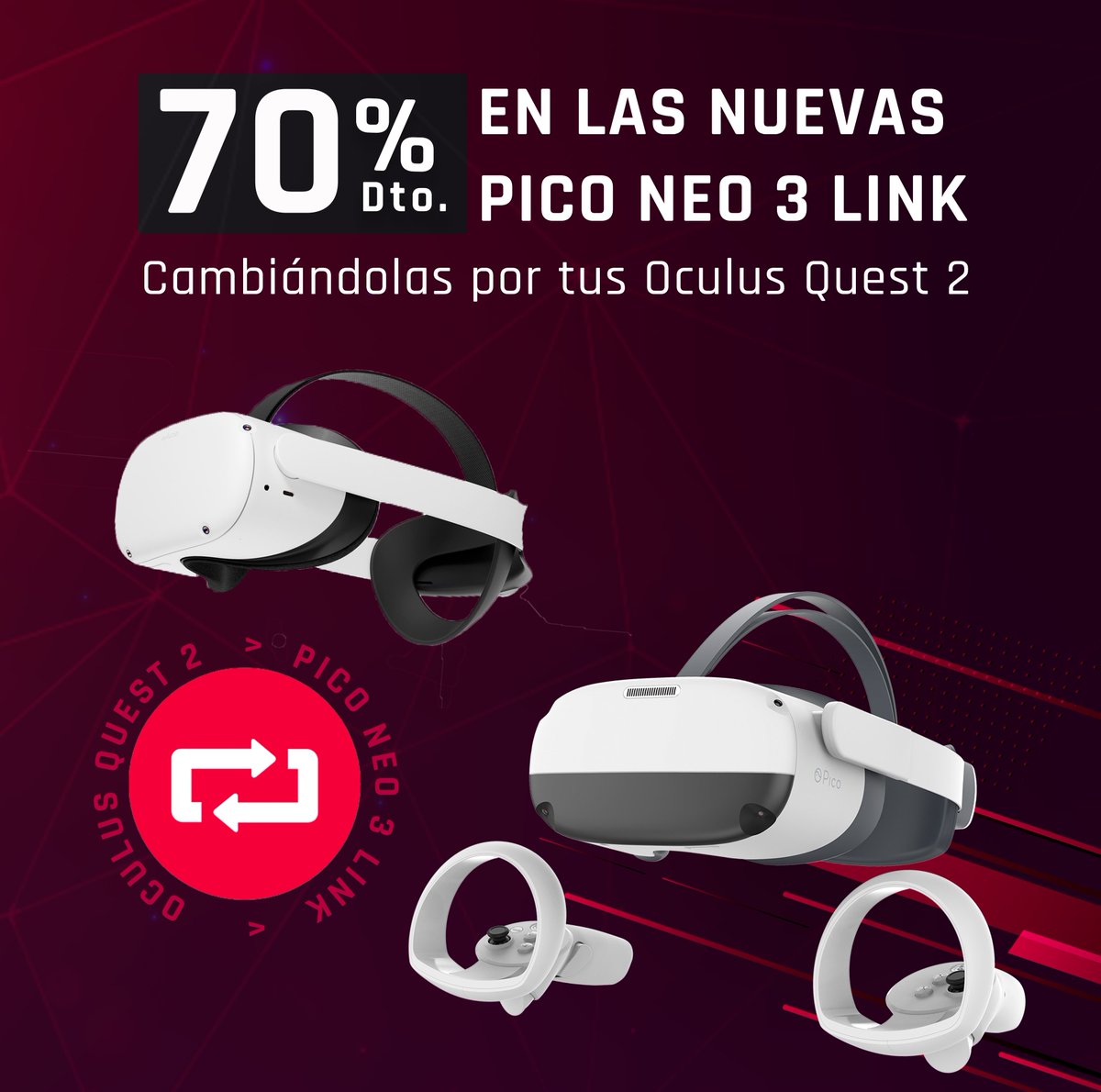 Consigue las nuevas gafas VR Pico Neo 3 Link ¡al 70%! 💫

🔁Cambia tus #OculusQuest2 antiguas por el nuevo modelo #PicoNeo3Link. Solicita el cambio en #XRshop  y llévate la nueva versión de Pico XR al mejor precio. 💥🥽

¡Pide el descuento en nuestro perfil! ⏳⏳⏳

#tradein #VR