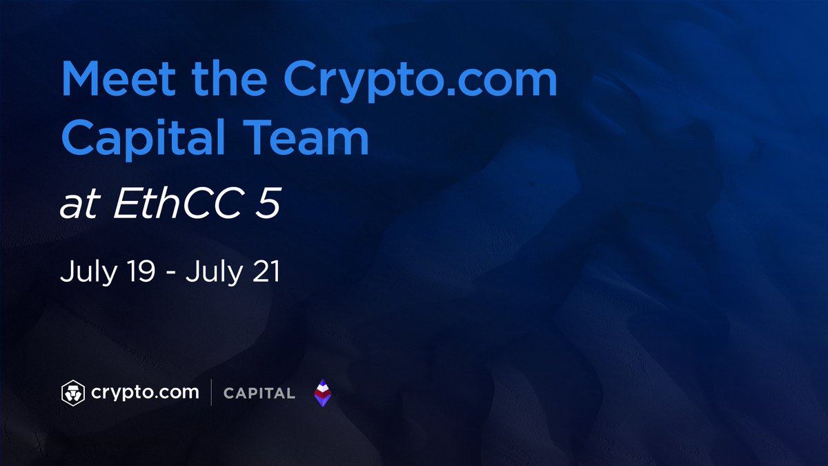 Cryptocom_Cap's tweet photo. https://t.co/25ZpEJH43t Capital will be at #EthCC from July 19 - 21! If you're building or investing in Web3, come meet @Aisashley and @benhwx — see you soon! @cryptocom @EthCC https://t.co/nWSKIZZGLU