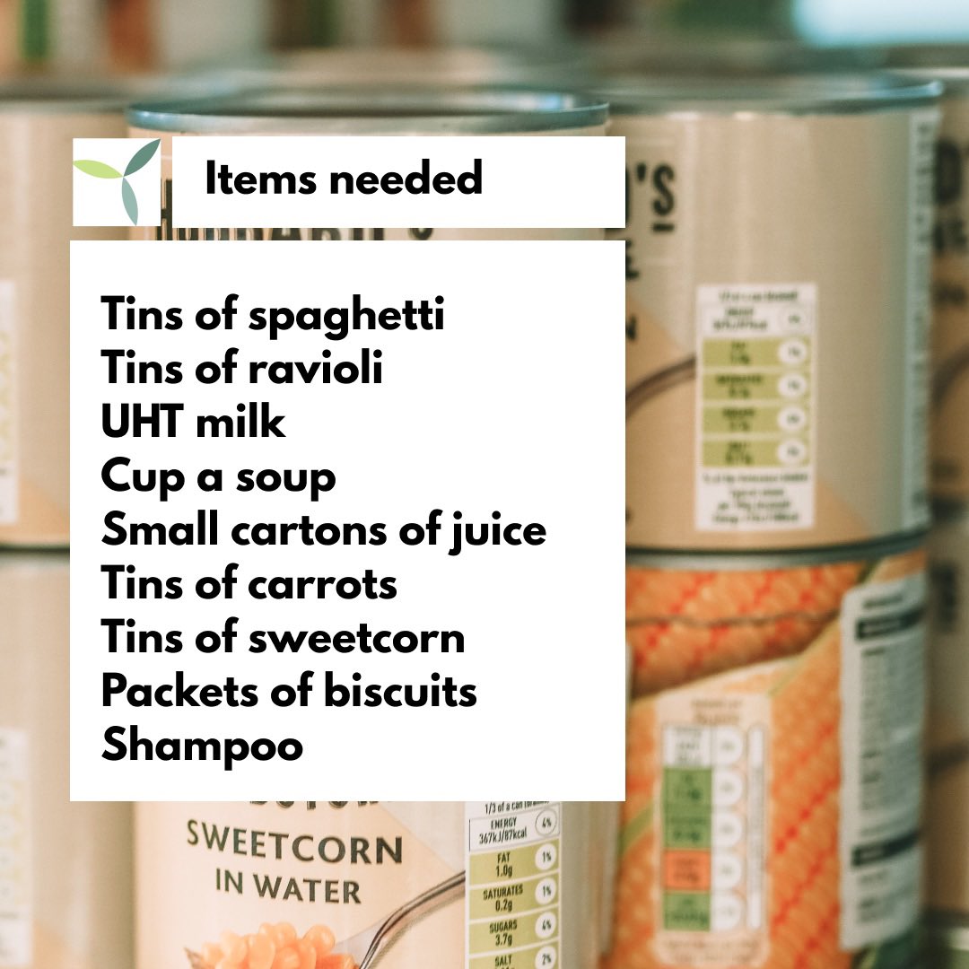 Gooooood morning and happy hot Monday 🥵😅! Please keep yourself hydrated.

Changing the subject, here are some items our Food Bank needs at the moment. Please, share with family and friends.