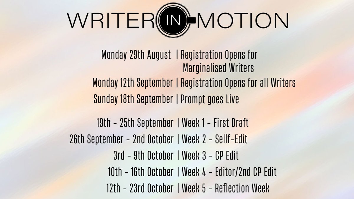 WriterMotion's tweet photo. The schedule for #WriterInMotion is here! https://t.co/WJLCSqgYNa
