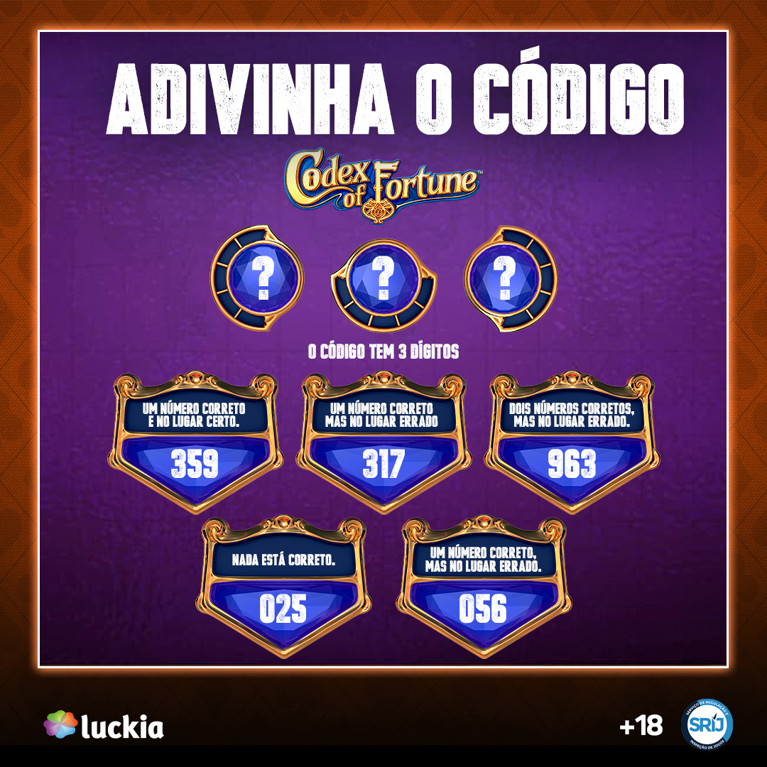 LuckiaPortugal's tweet photo. 🍀 Achas que és uma pessoa sortuda?
🧐 Tenta adivinhar o código secreto e ganha um dos 5 bónus de 15€ que sorteamos
🎰 Descobre a slot “Codex of Fortune” para obteres a tua própria fortuna. Atreve-te!
👉 https://t.co/HIRNXbju9m
#CodexOfFortune #Casino #Slots #Luckia https://t.co/cVNNhHNRjj