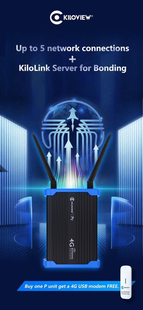 kiloview's tweet photo. Deliver your video to any destination you want with a P!
With 2x Internal 4G Cellular + 2x USB 4G Cellular (LAN)+ 1x Wi-Fi (+1*RJ45) bonding supported, you can freely configure any desired network.
#facebooklive #youtubelive #periscope #twitch #outdoorstreaming #bonding #4G https://t.co/wALE6sawIy
