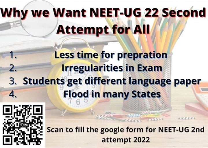 JNSCtweets's tweet photo. We demand for #NEET2022 2nd Attempt for all .Due to-
1.Less time for preparation
2.Flood in many states
3.Irregulatities in exam 
4.Students get different language Question paper
#2ndattemptNeet_ug

Fill this google form 👇👇👇👇👇
https://t.co/vuuLqf7F5r https://t.co/ZwCs0UmFAy