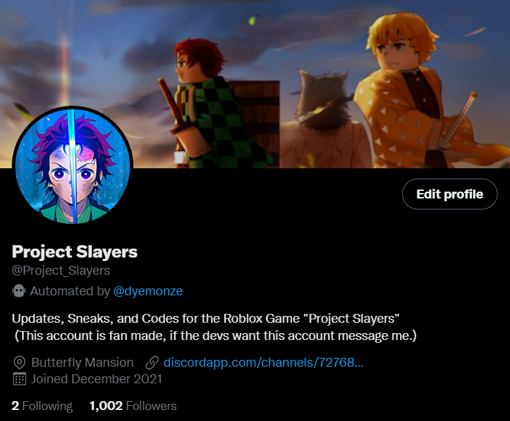 Project Slayers on X: Thanks for 1k Followers, never expected