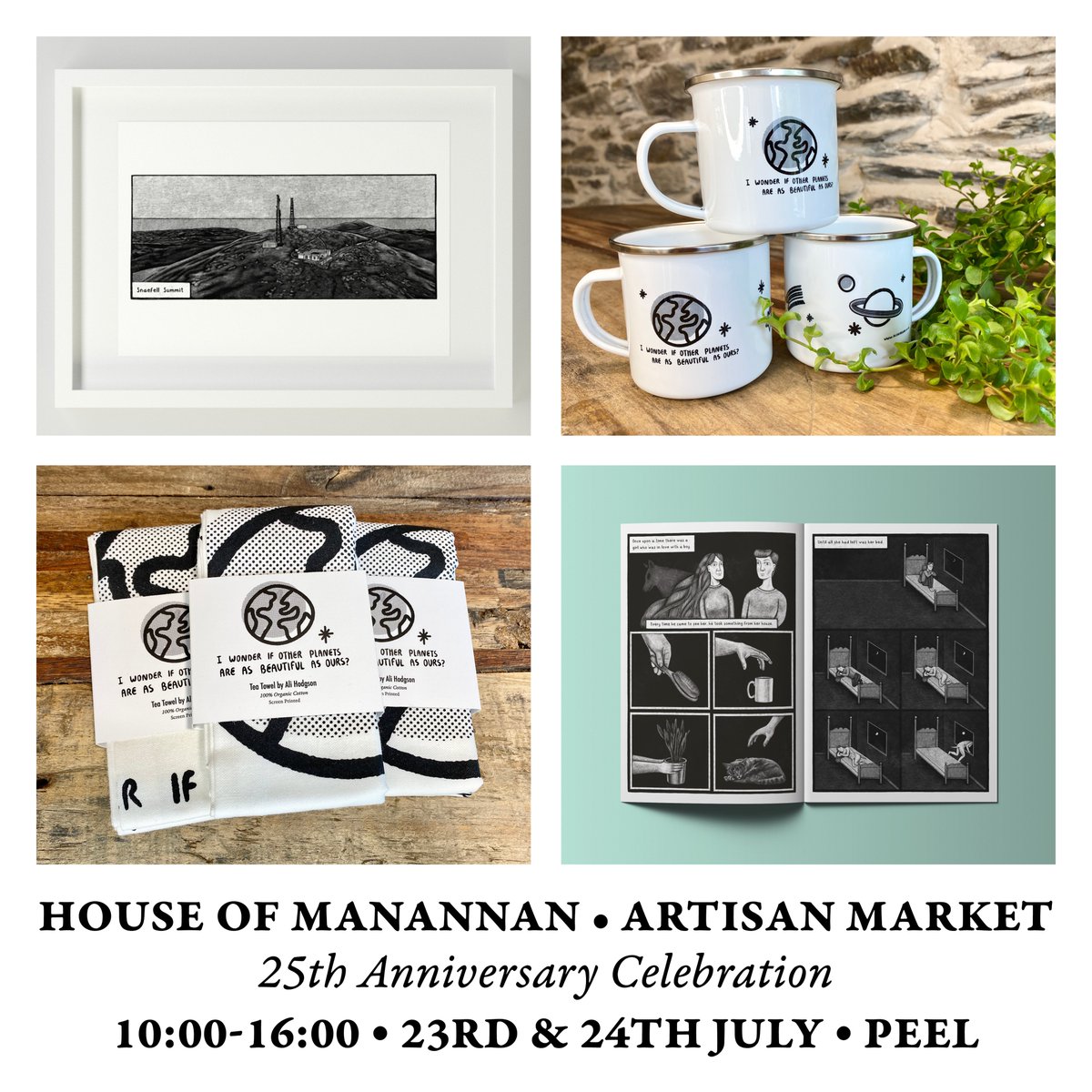 Happening this weekend! Live music and harbour-side vibes... and I'll be selling all my usual stock and comics, including the latest release from <a href="/DrawnTogetherCo/">Drawn Together Collective</a> - get it while it's HOT! 🔥 #artisanmarket #comics #isleofman