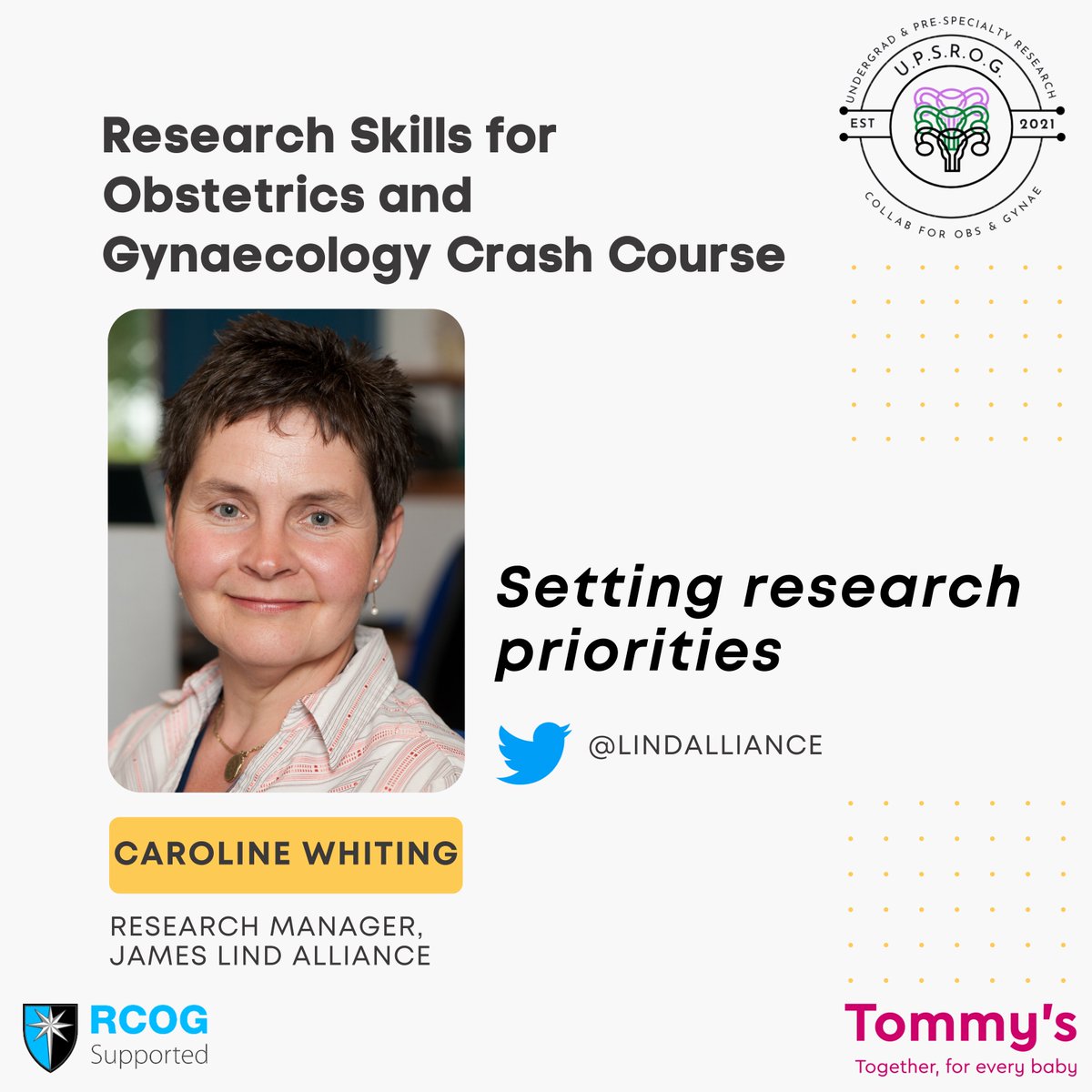 TheBUSOG's tweet photo. We are kicking off DAY 1 of the Research Skills Crash Course in O&amp;G 2022! ✨🔥

Today our attendees will hear from 

➡️ Dr Caroline Whiting from the @LindAlliance about setting research priorities
➡️ @tommys our supported charity
➡️ @neilajryan about building an academic CV https://t.co/owf01dcbtB
