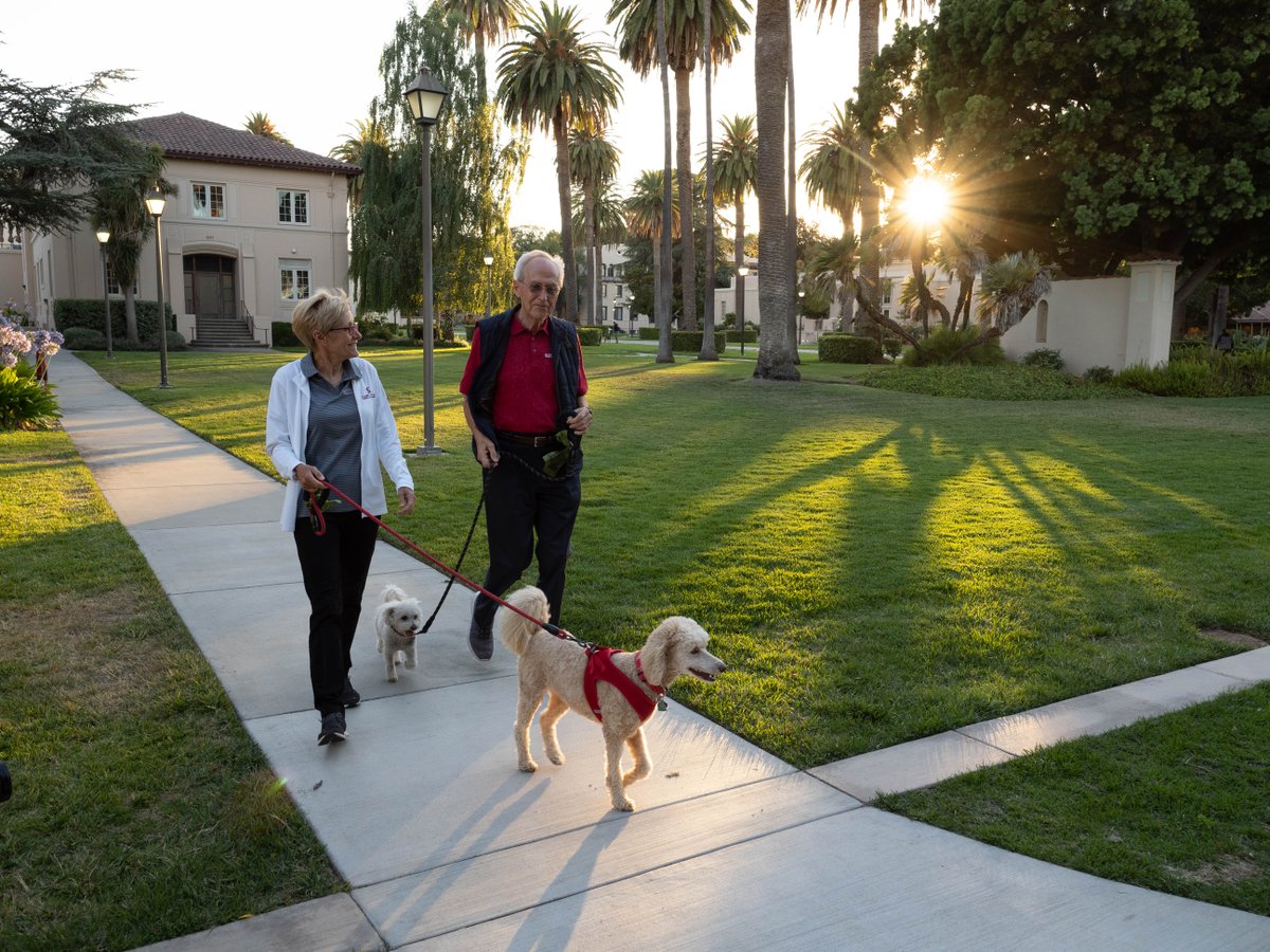 SantaClaraUniv's tweet photo. Soaking in those summer sunsets. 🌇
Julie Sullivan, SCU's new president, and her husband Bob enjoyed a stroll across campus with Bella and Oliver. 🐶
#SCUsummer #LifeAtSCU #DogsOfSCU https://t.co/POhGtdZznd
