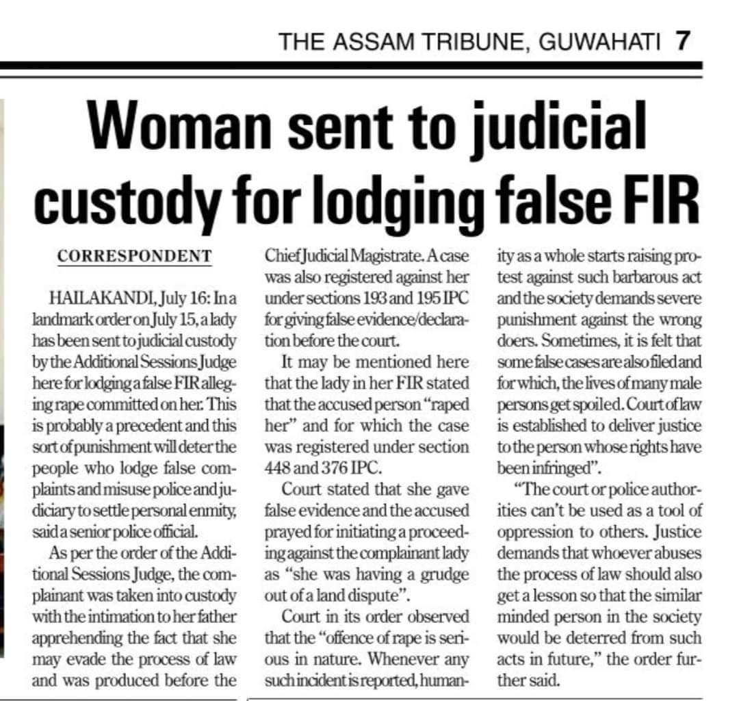DeepikaBhardwaj's tweet photo. Woman jailed for filing #falserape case

Court says rape is a serious crime. Such abuse of law can not be accepted https://t.co/Ld0NH57Vfr
