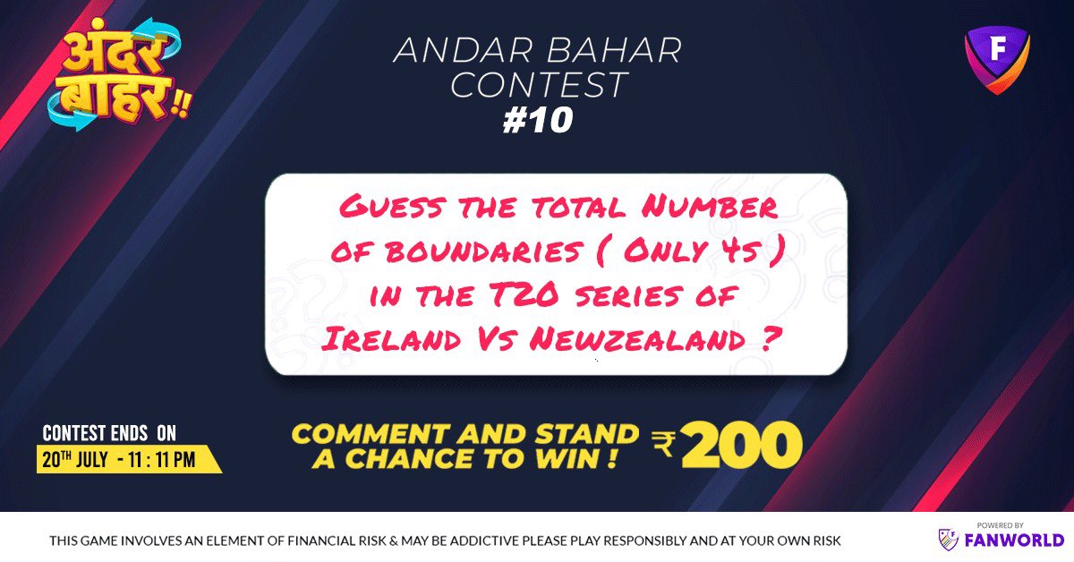 FanStrike_App's tweet photo. And here we are with our 10 th contest of #andarbahar 🥳 

Just Guess the number in comments , follow @FanStrike_App , Retweet the Post and Tag 3 of your friends to win the this contest 

Hurry Up ⏳ 

#ContestAlert #Contest #GiveawayAlert #Giveaways #CricketTwitter #cricket https://t.co/wCXuhtlWBs