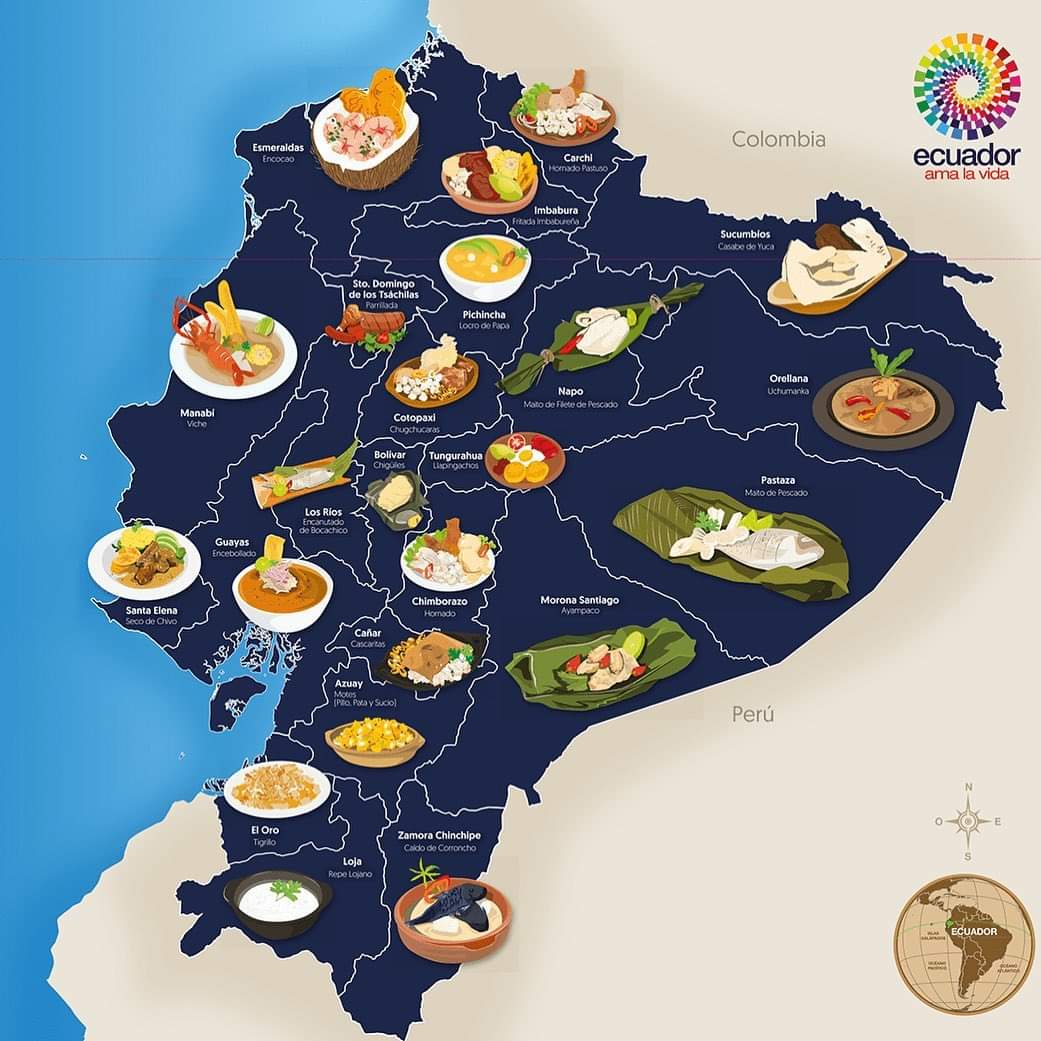 Para comer sabroso: el mapa gastronómico por provincias del #Ecuador.