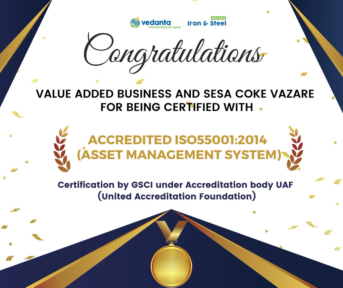 V_I_S_L's tweet photo. Congratulations!
#Vedanta #SesaGoaIronOre #ValueAddedBusiness #TransformingForGood #SesaCoke https://t.co/XQqNkOV3rC